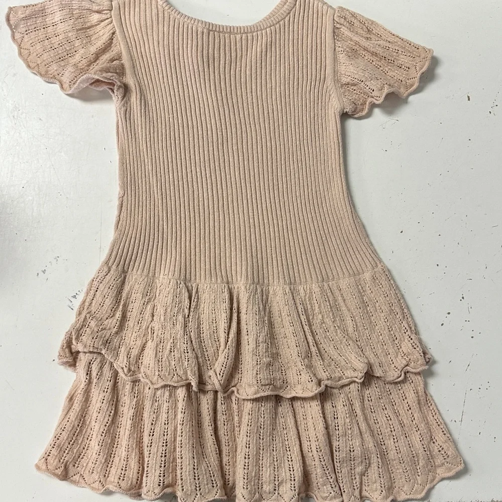 Hanna Andersson Gabriella Crochet Tiered Floral Sweater Dress 5 110